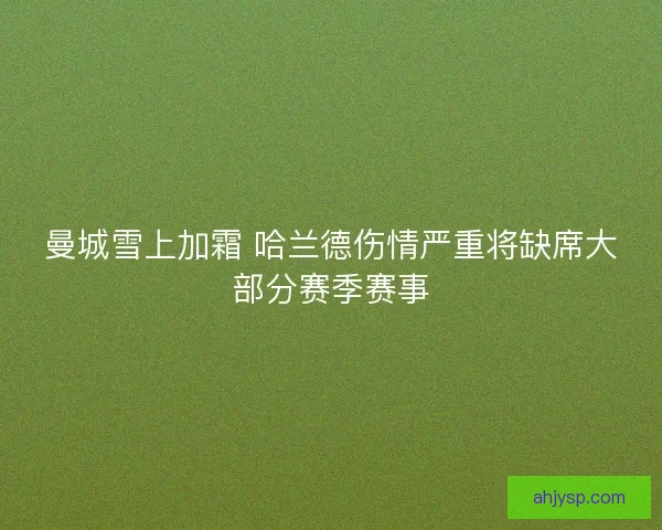 曼城雪上加霜 哈兰德伤情严重将缺席大部分赛季赛事
